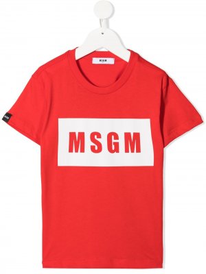 Футболка с логотипом MSGM Kids. Цвет: красный
