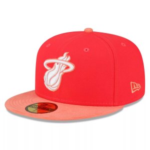 Мужская приталенная шляпа красный/персиковый Miami Heat тон 59FIFTY NEW ERA