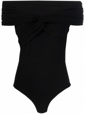 Twist-detail off-shoulder bodysuit KHAITE. Цвет: черный