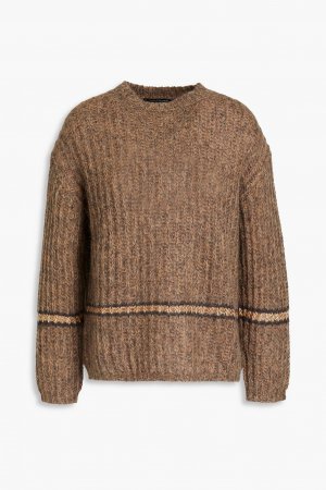 Трикотажный свитер в полоску, украшенный пайетками , серо-коричневый Luisa Cerano