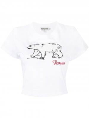Укороченная футболка Polar Bear Fiorucci. Цвет: белый