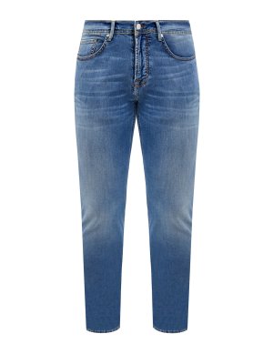 Окрашенные вручную джинсы с эффектом потертости BALDESSARINI. Цвет: синий