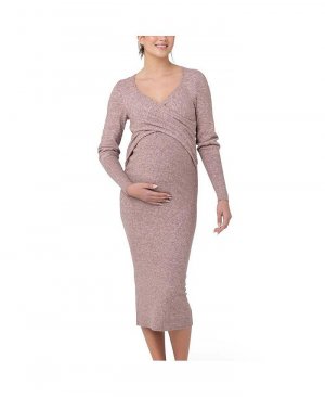 Вязаное платье для кормящих мам Heidi Cross Front Pink Marle , розовый Ripe Maternity