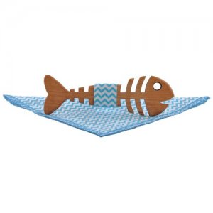 Галстук бабочка деревянная скелет рыбы с платком в голубую елочку 4Love4You. Цвет: коричневый