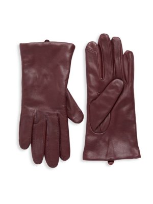 Кожаные перчатки на кашемировой подкладке , цвет Emilion Saks Fifth Avenue