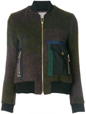Приталенная куртка с карманами клапанами Kolor. Цвет: зелёный