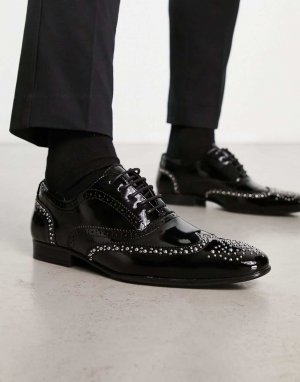 Черные оксфорды на шнуровке с шипами из искусственной кожи Truffle Collection