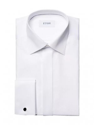 Рубашка приталенного кроя в полоску с блестками , белый Eton