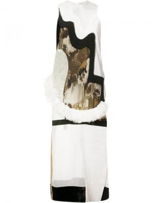 Платье с контрастной панелью без рукавов Anne Sofie Madsen. Цвет: белый