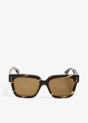 Солнцезащитные очки Rectangular Frame, коричневый Gucci