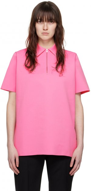 Розовая футболка-поло на молнии Jil Sander