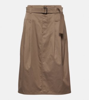 Плиссированная юбка из хлопкового твила , коричневый Lemaire