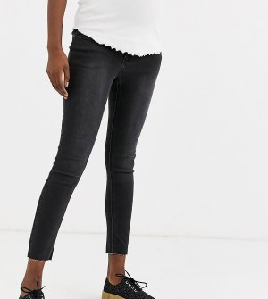 Черные джинсы скинни до щиколотки со съемной вставкой на поясе Maternity-Черный Bandia