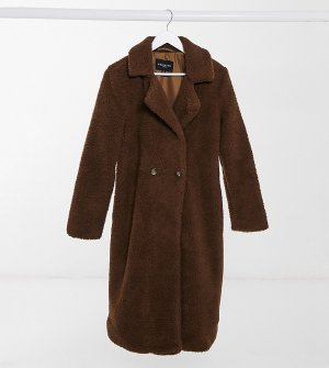Коричневое пальто из искусственного меха -Коричневый Parisian Tall