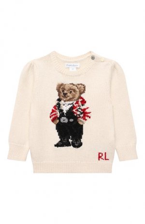 Хлопковый пуловер Polo Ralph Lauren. Цвет: кремовый