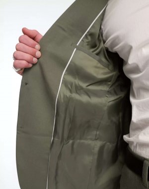Однобортный приталенный пиджак темно-хаки New Look