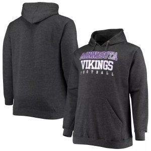 Мужской фирменный угольно-серебристый пуловер с капюшоном Minnesota Vikings Big & Tall Practice Fanatics