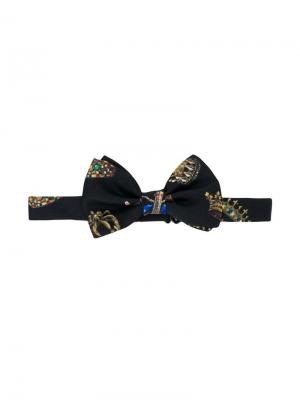 Галстук-бабочка с принтом короны Dolce & Gabbana Kids. Цвет: черный