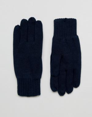 Темно-синие перчатки Leth Selected Homme. Цвет: темно-синий
