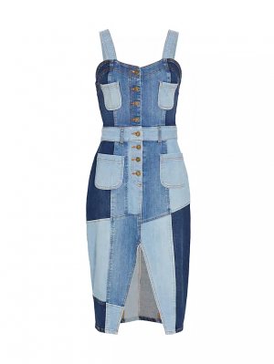 Джинсовое платье-футляр Monica в стиле пэчворк , цвет patchwork denim Ramy Brook