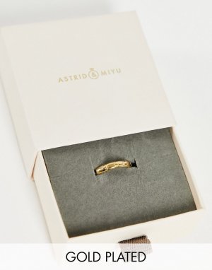 Широкое кольцо с изображением небесных тел и позолотой 18 карат -Золотистый Astrid & Miyu