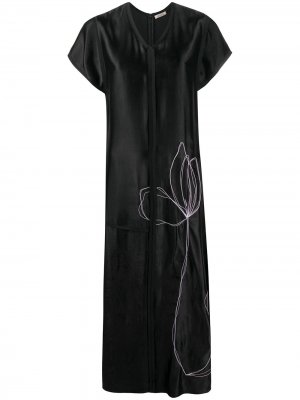 Длинное платье-трапеция с цветочной вышивкой Nina Ricci. Цвет: черный
