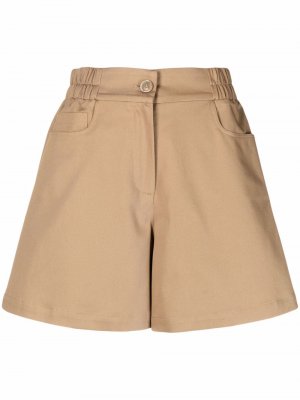High-waisted A-line shorts Semicouture. Цвет: коричневый