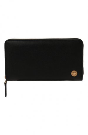 Кожаный кошелек Versace. Цвет: чёрный