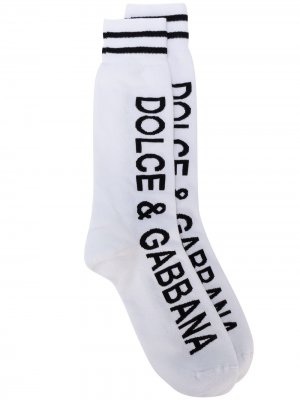 Носки с принтом-логотипом Dolce & Gabbana. Цвет: белый