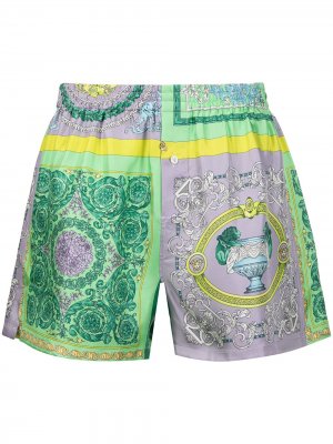 Пижамные шорты с принтом Baroque Versace. Цвет: зеленый