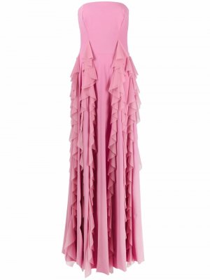Вечернее платье без бретелей с оборками Le Petite Robe Di Chiara Boni. Цвет: розовый