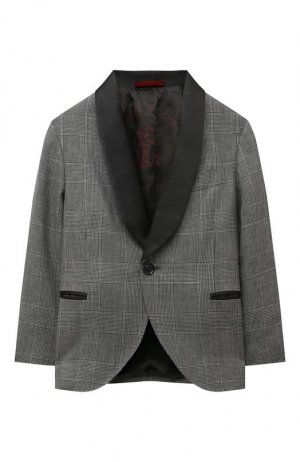 Пиджак из шерсти и льна Brunello Cucinelli. Цвет: серый