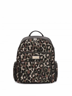 Рюкзак с леопардовым принтом Dolce & Gabbana. Цвет: черный