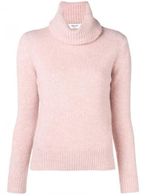 Приталенный свитер с высоким горлышком заворотом Blugirl. Цвет: розовый