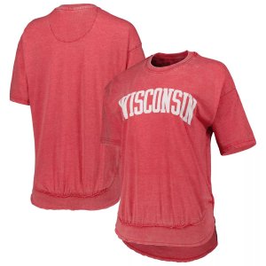 Женская футболка-пончо с принтом Pressbox Red Wisconsin Badgers Arch Unbranded