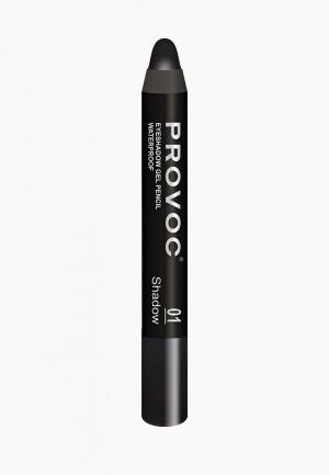 Тени для век Provoc Eyeshadow Pencil 01 водостойкие (черный, матовые). Цвет: черный