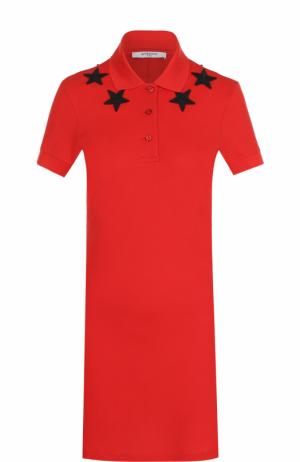 Платье-поло с отделкой в виде звезд Givenchy. Цвет: бордовый