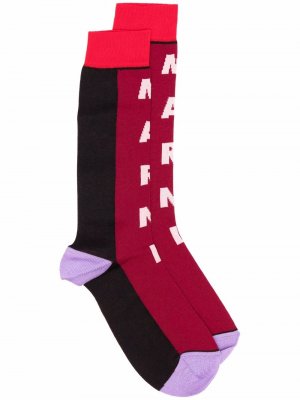 Носки в стиле колор-блок с логотипом Marni. Цвет: красный