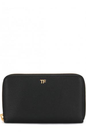 Кожаный кошелек на молнии с футляром Tom Ford. Цвет: чёрный