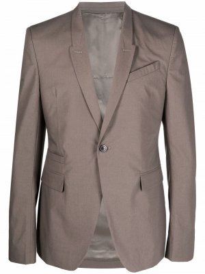 Однобортный пиджак с узкими лацканами Rick Owens. Цвет: серый