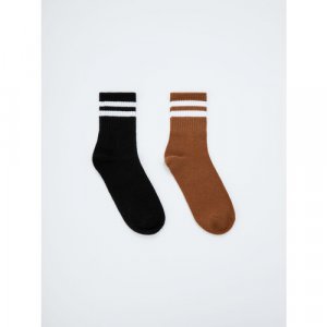 Носки 2 пары, размер 18/20, коричневый, черный Sela. Цвет: коричневый/черный