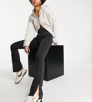 Темно-серые расклешенные джинсы с разрезами по бокам -Серый Parisian Tall