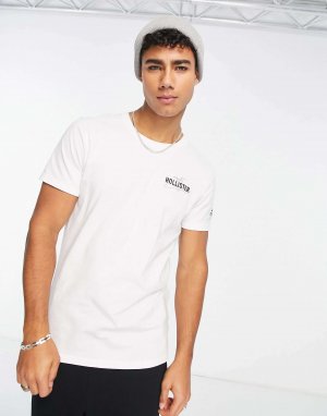 Белая футболка свободного кроя с логотипом Hollister