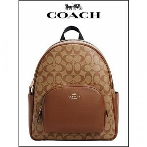 Рюкзак тоут , фактура зернистая, тиснение, хаки, коричневый Coach. Цвет: хаки/коричневый