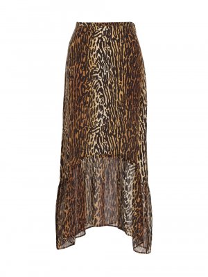 Шелковая юбка миди с леопардовым принтом Leandra Rixo