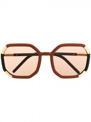 Солнцезащитные очки Decode в круглой оправе Prada Eyewear. Цвет: коричневый