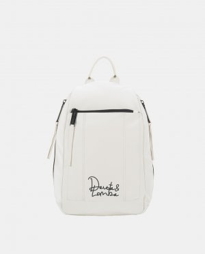 Персиковый противоугонный рюкзак костяного цвета на молнии , белый Devota & Lomba