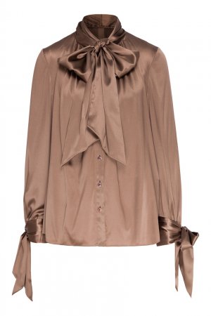 Шелковая блуза с завязками Igor Gulyaev. Цвет: коричневый