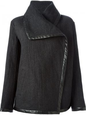 Куртка с большим воротником и поясом Ralph Lauren Black. Цвет: серый