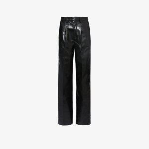 Carmen прямые брюки из искусственной кожи с высокой посадкой Anine Bing, черный BING